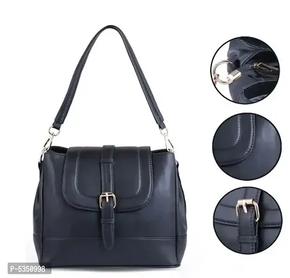 Black PU Solid Handbag