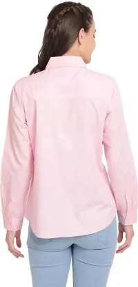 Elegant Pink Polyester Solid Shirt For Women-thumb1