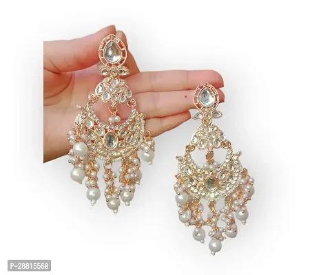 Beige Alloy Agate Jhumkas Earrings For Women-thumb0