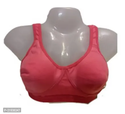 Stylish Pink Cotton Solid Sports Bras For Women-thumb0