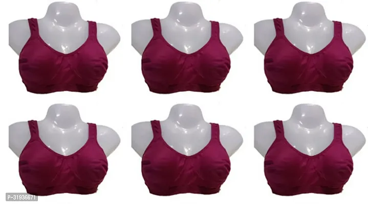 Stylish Maroon Cotton Blend Solid Sports Bras For Women Pack Of 6-thumb0