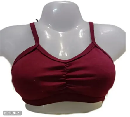 Stylish Maroon Cotton Blend Solid Sports Bras For Women-thumb0