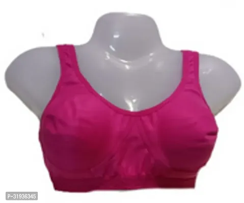 Stylish Pink Cotton Solid Sports Bras For Women-thumb0