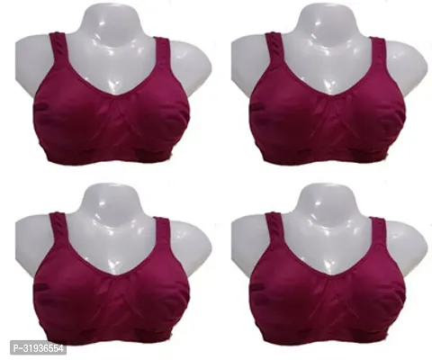 Stylish Maroon Cotton Blend Solid Sports Bras For Women Pack Of 4-thumb0