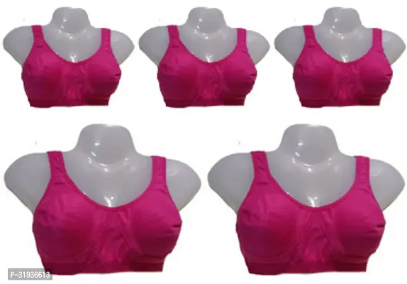 Stylish Pink Cotton Blend Solid Sports Bras For Women Pack Of 5-thumb0