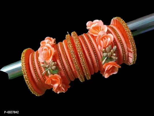 Bagdi Flower Thread chuda Peach