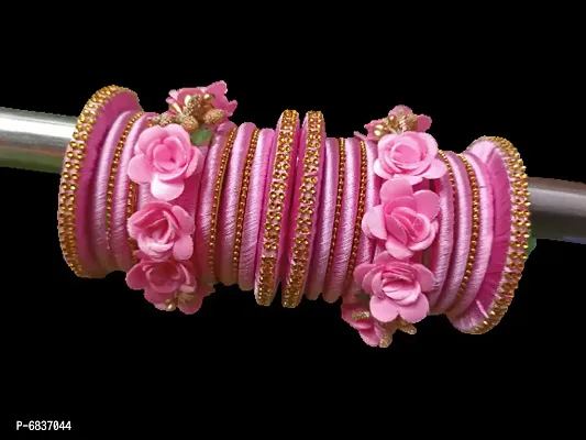 Bagdi Flower Thread chuda Pink-thumb0