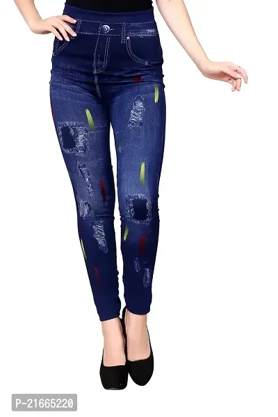 Stylish Blue Polycotton  Jeggings For Women-thumb0