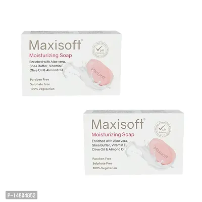 Maxisoft Moisturizing Soap (75 gm - Pack Of 2)|With Kokum Butter, Aloe Vera, Olive Oil, Coconut oil, Vitamin E|pH Balanced|For all Skin Types| (75 gm - Pack Of 2)-thumb0