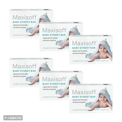 Maxisoft Baby Syndet Bar (75 gm - Pack Of 6)|With Aloe Vera, Almond Oil, Olive Oil, Vitamin E, Coconut Oil, Shea Butter, Jojoba Oil, Avocado Oil And Tea Tree Oil|pH 5.5|Paraben Free (75 gm - Pack Of 6)