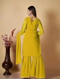 Stylish Yellow Embroidered Georgette Kurta Palazzo Set With Dupatta-thumb1