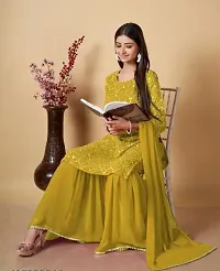 Stylish Yellow Embroidered Georgette Kurta Palazzo Set With Dupatta-thumb2