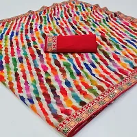 Multicolor Leheriya Printed With Sequins Border Georgette Saree-thumb1