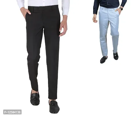 Stylish Multicoloured Polyester Formal TrouserFor Men Pack Of 2
