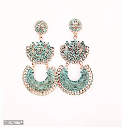 Green Alloy Beads Chandbalis Earrings For Women