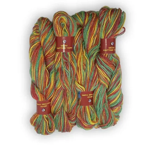 DEVKI Knitting Yarn Rainbow 200 Gm Hand Knitting Wool/Art Craft Soft Fingering Crochet Hook Yarn, Acrylic and polymide Mix Knitting Yarn Thread.