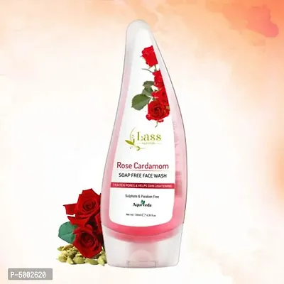 Lass Naturals Rose & Cardamom Face Wash – Soap-Free Face Wash with Natural Ingredients, 130ml – Skin Care