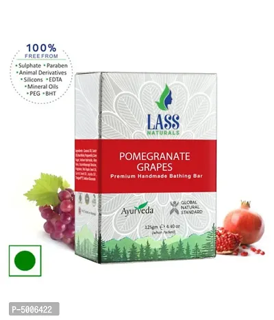 Lass Naturals Pomegranate Graps Handmade Premium Bathing Soap 125gm  Pack of 6