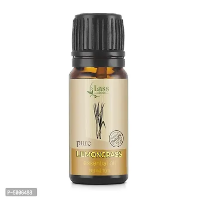 Lass Naturals Lemongrass Essential Oil, 100% Natural & Pure, 10ml, for Hair, Skin, Acne, Bug-repellent & Refreshing Aroma