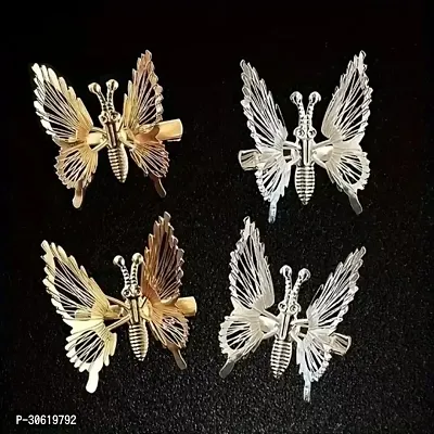 4 Pc Shaking Butterfly Korean Hair Accessories Hair Clip Gold Silver