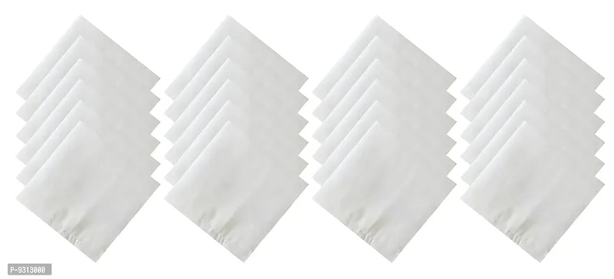 DIKHAWA 100% Cotton Essential Formal Handkerchiefs for Men (White_42CM X 42CM_Pack of 3)-thumb0