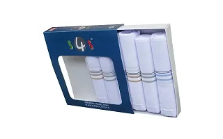 S4S Men's 100% Cotton Premium Collection Handkerchiefs - Pack of 6 (White Striped_46X46 CM)-thumb2