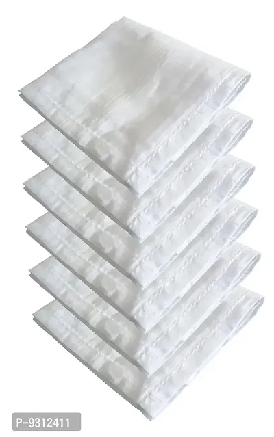 S4S Men's 100% Cotton Luxury Collection Handkerchiefs - Pack of 6 (White_46X46 CM)