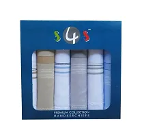 S4S Men's 100% Cotton Premium Collection Handkerchiefs - Pack of 12 (6 White Striped and 6 Multicolor_46X46 CM)-thumb3