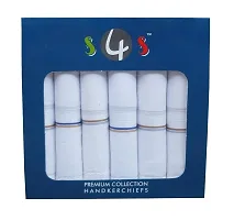 S4S Men's 100% Cotton Premium Collection Luxury Handkerchiefs - Pack of 6 (White with Subtle Color_46X46 CM)-thumb2