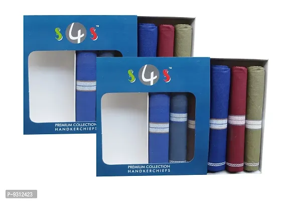 S4S Men's 100% Cotton Premium Collection Handkerchiefs - Pack of 12 (Dark Color Assorted_46X46 CM)