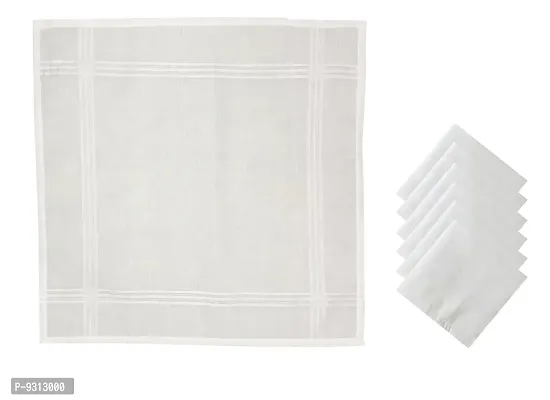 DIKHAWA 100% Cotton Essential Formal Handkerchiefs for Men (White_42CM X 42CM_Pack of 3)-thumb3