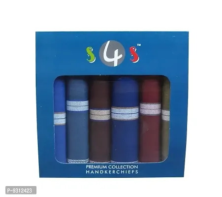 S4S Men's 100% Cotton Premium Collection Handkerchiefs - Pack of 12 (Dark Color Assorted_46X46 CM)-thumb2