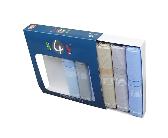S4S Men's 100% Cotton Premium Collection Handkerchiefs (White_46X46 CM)