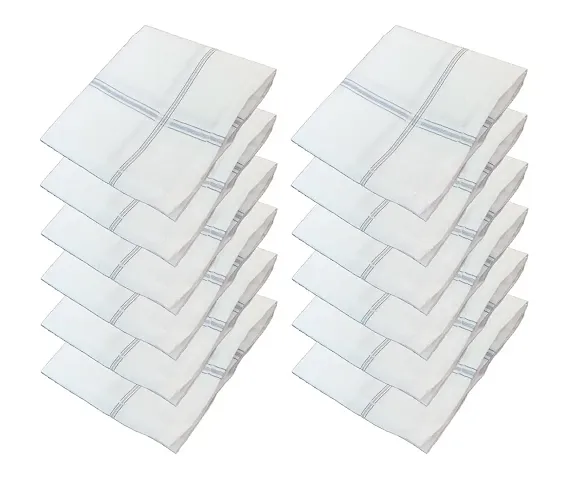 S4S Men's 100% Cotton Luxury Collection Handkerchiefs (White with Subtle Color_46X46 CM)