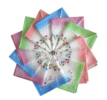 S4S 100 % Cotton Women's Soft Cotton Floral Handkerchief (30 X 30 cm, Multicolour) - Pack of 12-thumb2