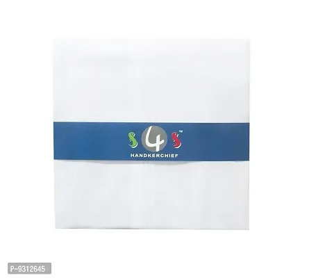 S4S Men's 100% Cotton Essential Handkerchiefs (White_42CM X 42CM_Pack of 12)-thumb3
