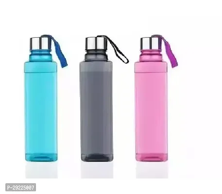 Stylish Unbreakable Square Shape Water Bottle Set | Refrigerator Bottle 1000 ml - Multicolor (Pack of 3)-thumb0