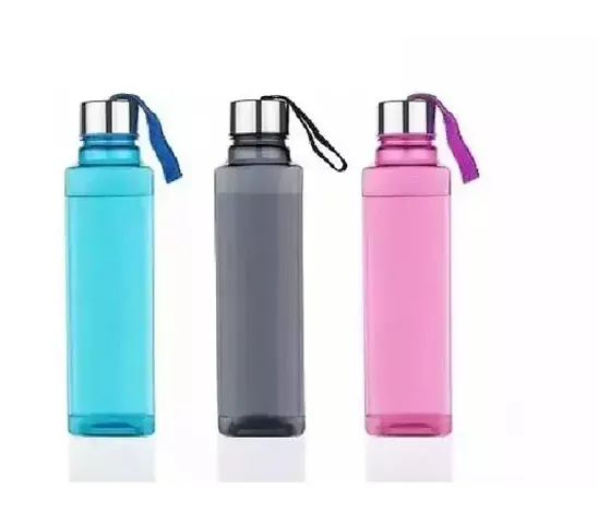 2Mech plastic water bottles for fridge set of 3 for fridge bottles Kids School College Office BPA Free 1 Litre Multicolor (Set Of 3)