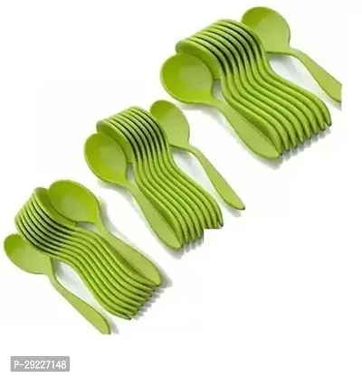Unbreakable Plastic Serving Spoon Kitchen Utensil Set, Heat-Resistant Spoon - Assorted Colour Stylist Spoon(Spoon 30 PIECE)-thumb0