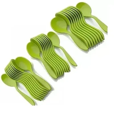 Unbreakable Plastic Serving Spoon Kitchen Utensil Set, Heat-Resistant Spoon - Assorted Colour Stylist Spoon(Spoon 30 PIECE)
