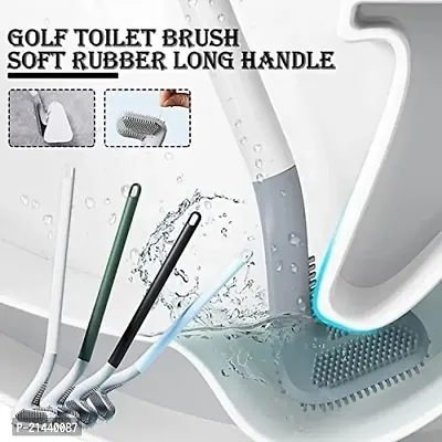 Sterling Bazaar Silicone Toilet Cleaning Brush Slim No-Slip Long Handle, Indian  Western Toilet Brush Anti-Drip Set, 360 Degree Deep Golf Head Brush Toilet - Bathroom Cleaning Brush-thumb5