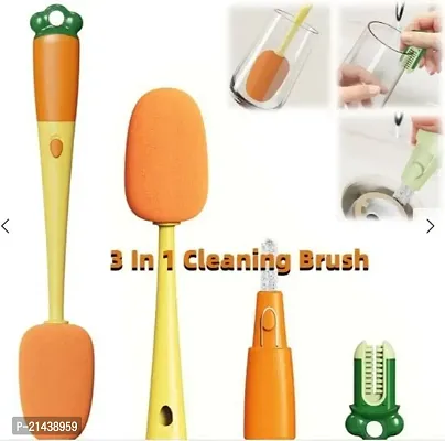 3 in 1 Multifunctional Cleaning Cup Washer Brush Long Handle Carrot Water Bottle Cleaning Brush-thumb2