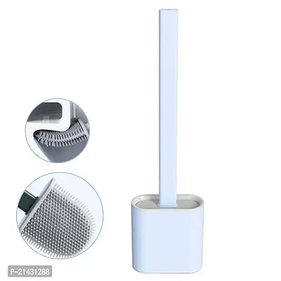 Sterling Bazaar Silicon Toilet Brush with Slim Holder Flex Toilet Brush Anti-drip Set Toilet Bowl Cleaner Brush, No-Slip Long Handle Soft Silicone Bristle Clean Toilet Corner Easily-thumb3