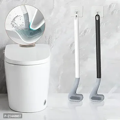 Sterling Bazaar Silicone Toilet Cleaning Brush Slim No-Slip Long Handle, Indian  Western Toilet Brush Anti-Drip Set, 360 Degree Deep Golf Head Brush Toilet - Bathroom Cleaning Brush-thumb4