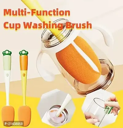 3 in 1 Multifunctional Cleaning Cup Washer Brush Long Handle Carrot Water Bottle Cleaning Brush-thumb3