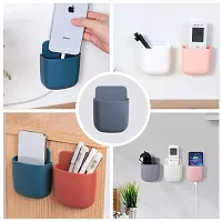 Sterling Bazaar (Pack of 4 Wall Stand Mobile Holder Mount Phone Multi Purpose Plastic Storage Case Box Organizer for TV AC Remote Toothbrush Pen Charger Plug with Sticker - Mixed Colors-thumb3