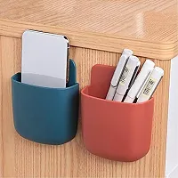 Sterling Bazaar (Pack of 4 Wall Stand Mobile Holder Mount Phone Multi Purpose Plastic Storage Case Box Organizer for TV AC Remote Toothbrush Pen Charger Plug with Sticker - Mixed Colors-thumb4