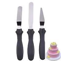 3-in-1 Multi-Function Stainless Steel Cake Icing Spatula Knife Set; 3 Pcs - Multicolor-thumb4