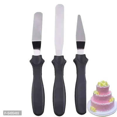 3-in-1 Multi-Function Stainless Steel Cake Icing Spatula Knife Set; 3 Pcs - Multicolor-thumb5