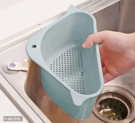 Plastic Multipurpose Kitchen Sink Corner Dish Organizer Tray Strainer Basket Drainer-thumb0